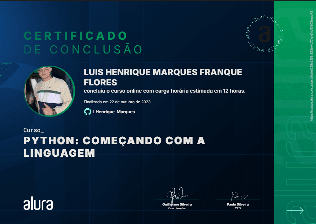Certificado: Python: começando com a linguagem